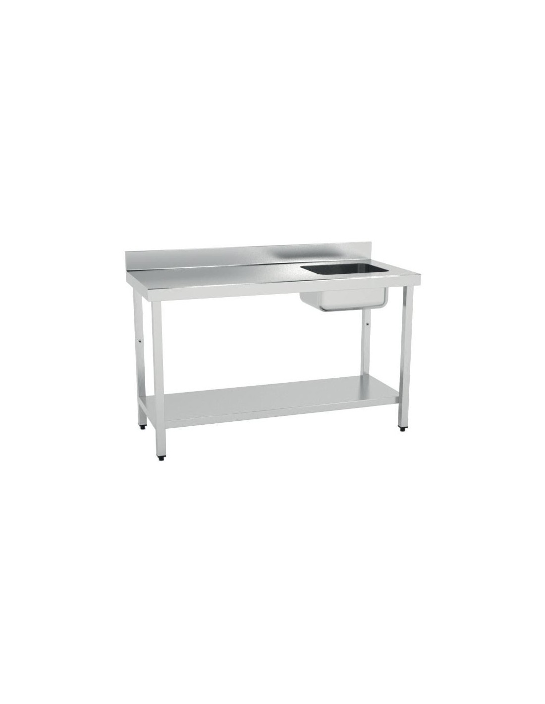 MESA MURAL FREGADERO FONDO 600MM ALTO 850MM CON ESTANTE MOD.MFCE600