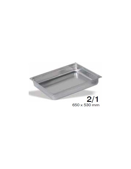 CUBETA GASTRONORM GN 2/1 530X650MM INOX 18/10 AISI 304 (elija el fondo en el desplegable interior)