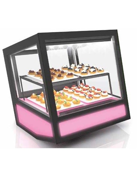 VITRINA SOBREMESA ACRISTALADA , LUZ LED, SAYL MOD QBO, MEDIDAS L 620 X 670 X 670 MM