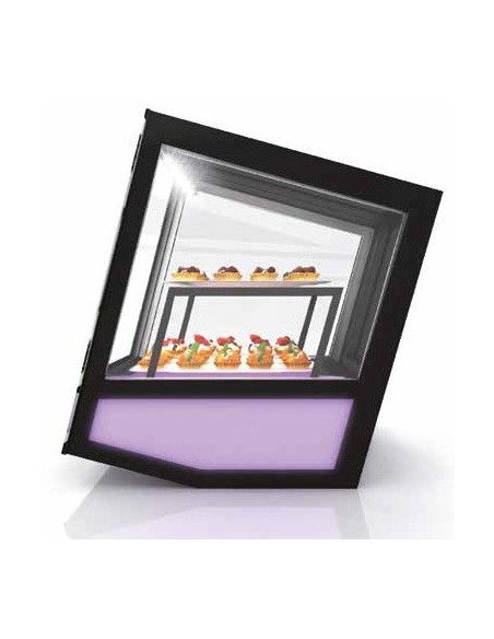 VITRINA SOBREMESA ACRISTALADA , LUZ LED, SAYL MOD QBO, MEDIDAS L 620 X 670 X 670 MM