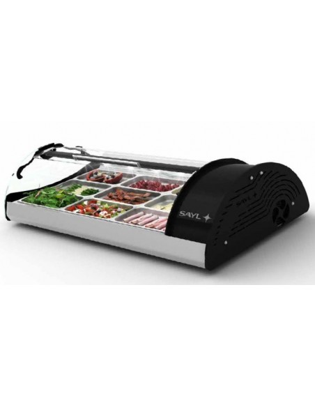 VITRINA SOBREMESA REFRIGERADA AUTOSERVICIO , 2 BANDEJAS GN 1/1, MÁXIMA VISIBILIDAD , SAYL MOD VMX2