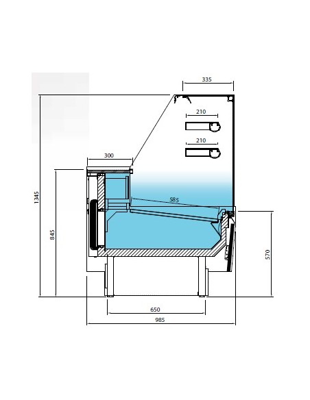 VITRINA PASTELERA INFRICO A1622XF985XH1345MM CRISTAL RECTO MOD. VGL15P