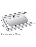 LAVABO ACERO INOX RECTANGULAR, MOD LB-43, MEDIDAS L 400 X F 320 X H 185 MM