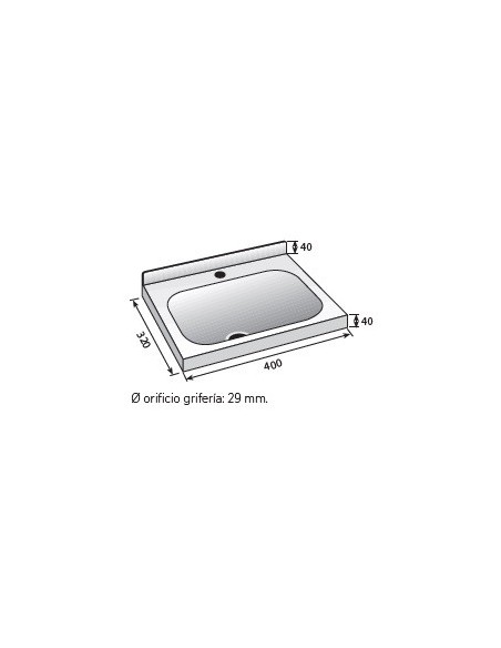 LAVABO ACERO INOX RECTANGULAR, MOD LB-43, MEDIDAS L 400 X F 320 X H 185 MM