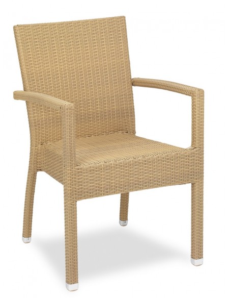 SILLÓN PARA EXTERIOR, ARMAZÓN DE ALUMINIO Y MÉDULA COLOR NATURAL MOD 259