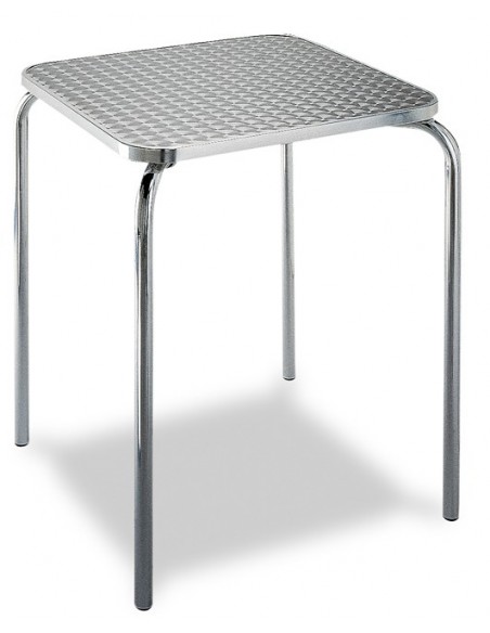 MESA ALUMINIO, TABLERO INOX DE 60 X 60 CM MOD 329