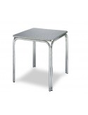 MESA ALUMINIO DOBLE PATA ,TABLERO INOX DE 60 X 60 CM MOD 382