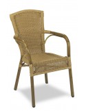 SILLÓN PARA EXTERIOR,ARMAZÓN DE ALUMINIO Y MÉDULA COLOR MIEL MOD 264M