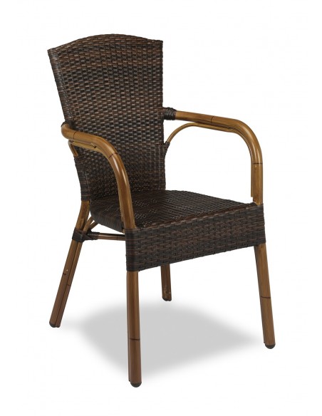 SILLÓN PARA EXTERIOR,ARMAZÓN DE ALUMINIO Y MÉDULA COLOR MARRÓNL MOD 264MA