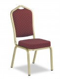 SILLA INTERIOR APILABLE TUBO DORADO, ASIENTO Y RESPALDO TAPIZADO BURDEOS MOD M173B