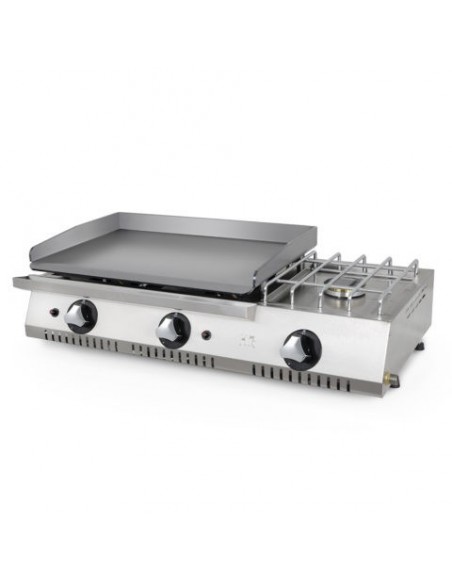 PLANCHA 2 FUEGOS CON FOGÓN 11,5 KWS GAS A930xF480xH250mmACERO PULIDO MOD PGF-60-6