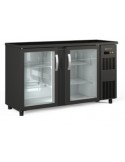 BAJO  MOSTRADOR ESTRECHO 2 PUERTAS  CRISTAL, COLOR NEGRO, MOD SBE-150, MEDIDAS :L 1465 X F 530 X ALTO 850 MM