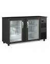 BAJO  MOSTRADOR ESTRECHO 2 PUERTAS  CRISTAL, COLOR NEGRO, MOD SBE-150, MEDIDAS :L 1485 X F 530 X ALTO 850 MM