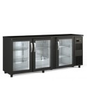 BAJO  MOSTRADOR ESTRECHO 3 PUERTAS  CRISTAL, COLOR NEGRO, MOD SBE-200, MEDIDAS :L 2005 X F 530 X ALTO 850 MM