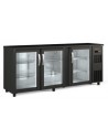 BAJO  MOSTRADOR ESTRECHO 3 PUERTAS  CRISTAL, COLOR NEGRO, MOD SBE-200, MEDIDAS :L 2025 X F 530 X ALTO 850 MM