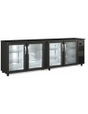 BAJO  MOSTRADOR ESTRECHO 4 PUERTAS  CRISTAL, COLOR NEGRO, MOD SBE-250, MEDIDAS :L 2565 X F 530 X ALTO 850 MM