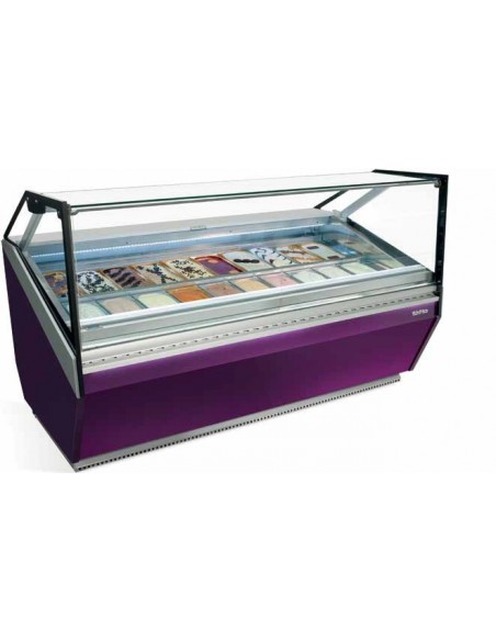VITRINA HELADOS DE 8 BANDEJAS, CRISTAL RECTO ABATIBLE, INFRICO SERIE CORAL MOD VCB12H, MEDIDAS L 1250 X F 1115 X A 1320 MM