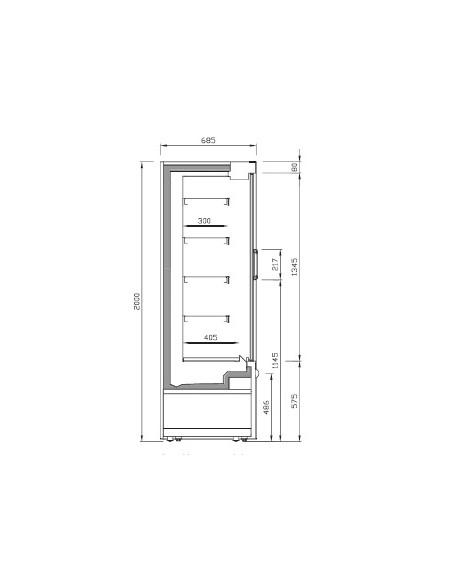 MURAL REFRIGERADO CON PUERTAS BATIENTES PARA CARNES, DE 685 MM DE FONDO,  INFRICO MOD MSDCP M1, + MEDIDAS