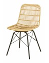 SILLA DE MÉDULA SINTÉTICA TEJIDA A MANO, ARMAZÓN NEGRO REF. M1223