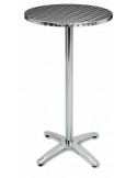 MESA ALTA DE ALUMINIO, ENCIMERA INOX CUADRADA O REDONDA, DIFERENTES MEDIDAS Y POSIBILIDAD DE DIFERENTES ENCIMERAS, MOD M393