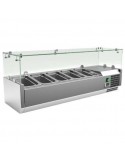 VITRINA ECONÓMICA FRIO, PARA INGREDIENTES PIZZA, ENSALADAS, PARA 6 CUBETAS 1/4 MOD. VRX1400330FG