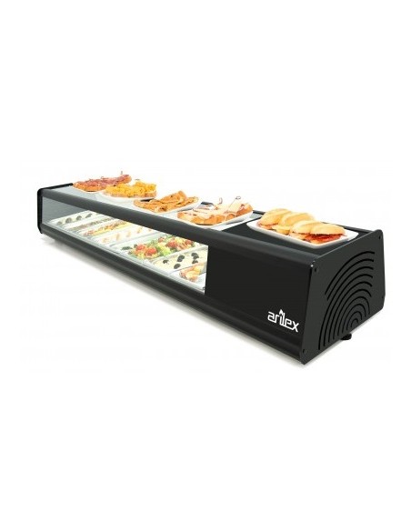 VITRINA TAPAS RECTANGULAR, 6 BANDEJAS, ARILEX MOD. 6VTG PLANA