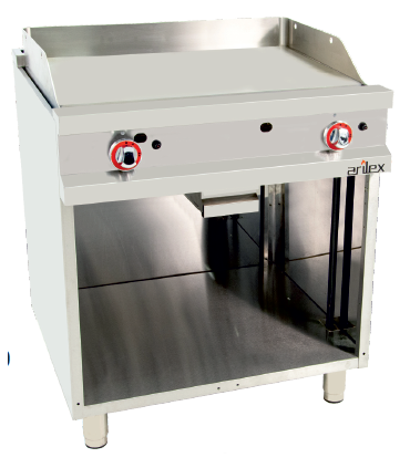 PLANCHA INOX. FRYTOP A GAS DE ACERO RECTIFICADO DE 16MM DE GROSOR ARILEX MODELO 80FRYGR70