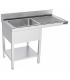 FREGADERO CON ESPACIO LAVAVAJILLAS CUBETA+ESCURRIDOR Y ESTANTE 1200X550X850MM FBIEL512