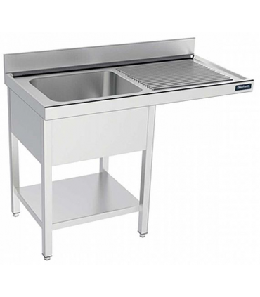 FREGADERO CON ESPACIO LAVAVAJILLAS CUBETA+ESCURRIDOR Y ESTANTE 1200X550X850MM FBIEL512