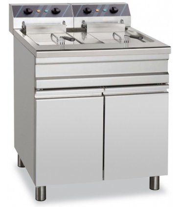 FREIDORA ELÉCTRICA 14+14 LITROS 2X9 KW TRIFÁSICA CON MUEBLE EF12+12S STAND ALONE