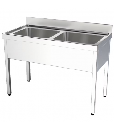 FREGADERO 2 CUBETAS SIN ESCURRIDOR  A1400XF700XH850 ACERO INOX. REF. FB207140
