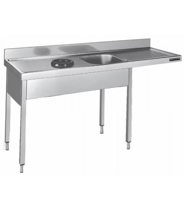 FREGADERO 1 CUBETA+ESCURRIDOR+ARO DESBARAZADO Y ESPACIO LAVAVAJILLAS 1800X700X850MM MOD. FBADL718
