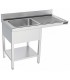 FREGADERO INOX. L1400XF700XA850 1 CUBETA+ESCURRIDOR CON ESTANTE -ESPECIAL LAVAVAJILLAS- MOD. FBDLE714