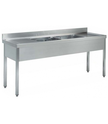 FREGADERO 2CUBETAS+2ESCURIDORES  A2200XF700XH850 ACERO INOX. REF.FBD07220