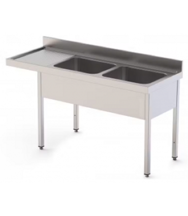 FREGADERO A1600XF700XH850 DOS CUBETAS ESPECIAL LAVAVAJILLAS ACERO INOX  MOD. FRELAV7-1600-2ED