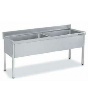 FREGADERO  2 CUBETAS 1800X700X850MM. INDUSTRIAL GRAN CAPACIDAD ACERO INOX MOD. FBG20718