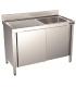MUEBLE FREGADERO 1000X600X850mm 1 CUBETA+1 ESCURR.ACERO INOX,CON PUERTAS REF.FBPI6100