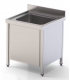 MUEBLE FREGADERO 600X600X850mm 1 CUBETA+PUERTA ABATIBLE ACERO INOX. MOD. FBP06060