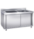 FREGADERO GRAN CAPACIDAD DE 1 CUBETA Y 1 ESCURRIDOR CON PUERTAS CORREDERAS FBPG716D