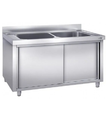 FREGADERO GRAN CAPACIDAD DE 1 CUBETA Y 1 ESCURRIDOR CON PUERTAS CORREDERAS FBPG716D