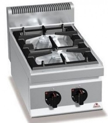 COCINA 2 FUEGOS A400X700XH290MM 10,5 KWS ACERO INOX. BERTO´S  MOD G7F2B