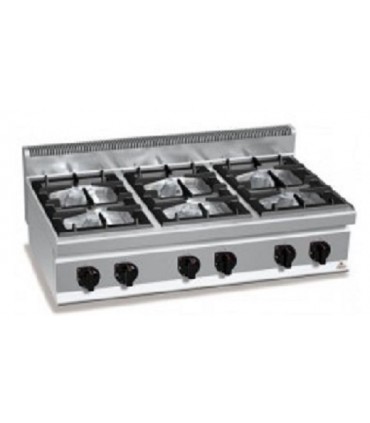 COCINA 6 FUEGOS A1200X700XH290MM 42 KWS ACERO INOX. BERTO´S  MOD G7F6BP