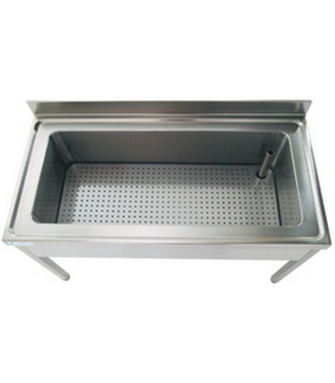 FREGADERO DE GRAN CAPACIDAD CON ESCURRIDOR INTERIOR DOBLE FONDO DE MEDIDAS 1400 X 700 X 850 MM REF FSB-147-ESC