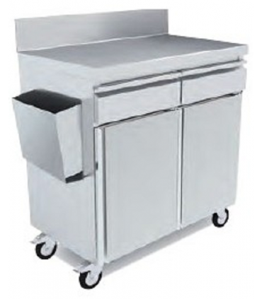 MESA TERRAZA CON RUEDAS EN ACERO INOX 1000X450X1050MM  MOD MT-1045 CP
