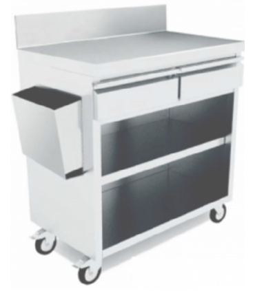 MESA TERRAZA CON RUEDAS EN ACERO INOX 1000X450X1050MM  MOD MT-1045C