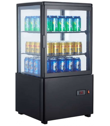 EXPOSITOR REFRIGERADO 4 CARAS 58 LITROS NEGRO DE 447X400X819H MM LÍNEA XC58L-N