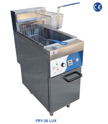 FREIDORA INDUSTRIAL DE 26 LITROS CON MUEBLE Y GRIFO, 2 CESTAS  9KWS 400V FRY-26 LUX