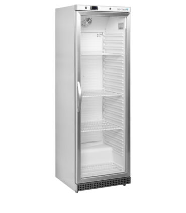 ARMARIO FRIGORÍFICO INOXIDABLE PUERTA DE CRISTAL TEFCOLD MEDIDAS L600xF585xA1850 MODELO UR400SG