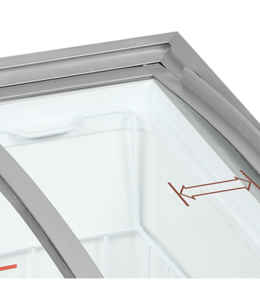 CONGELADOR HORIZONTAL CON TAPAS CORREDERAS CRISTAL CURVO LUZ LED TEFCOLD MOD. IC101SCEBLED, MEDIDAS L570 x F570 x A885 MM.
