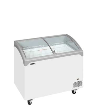 CONGELADOR HORIZONTAL CON TAPAS CORREDERAS CRISTAL CURVO LUZ LED TEFCOLD MOD NIC301SCEB, MEDIDAS L1030 x F650 x A918 MM.